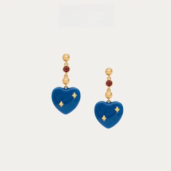 Thames Embankment Klein Blue Heart Earrings in Sterling Silver