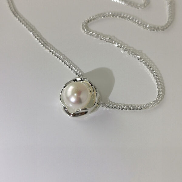 s925 sterling silver French retro pearl necklace - Image 2