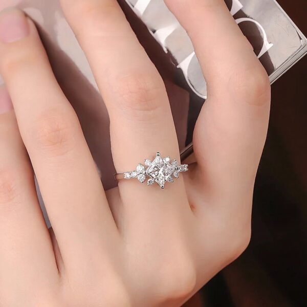 Sterling Silver Square Four Prong 2 Carat Moissanite Ring - Image 5