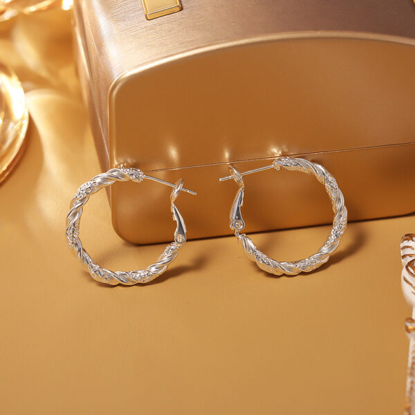 Sleek Sterling Silver Hoop Earrings - Image 2