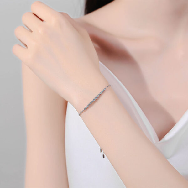 S925 sterling silver full moissanite white gold bracelet - Image 2