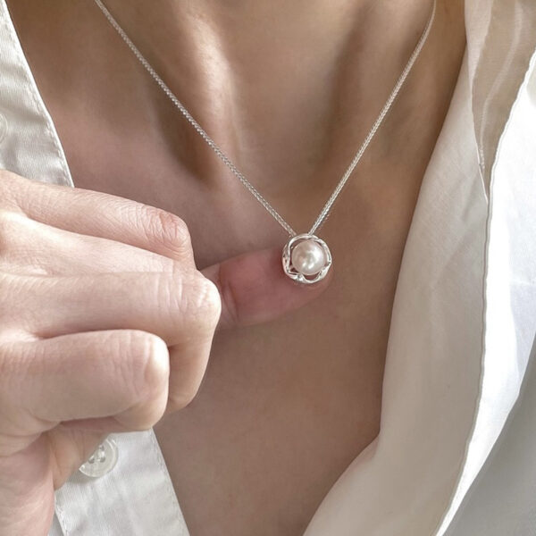 s925 sterling silver French retro pearl necklace - Image 4