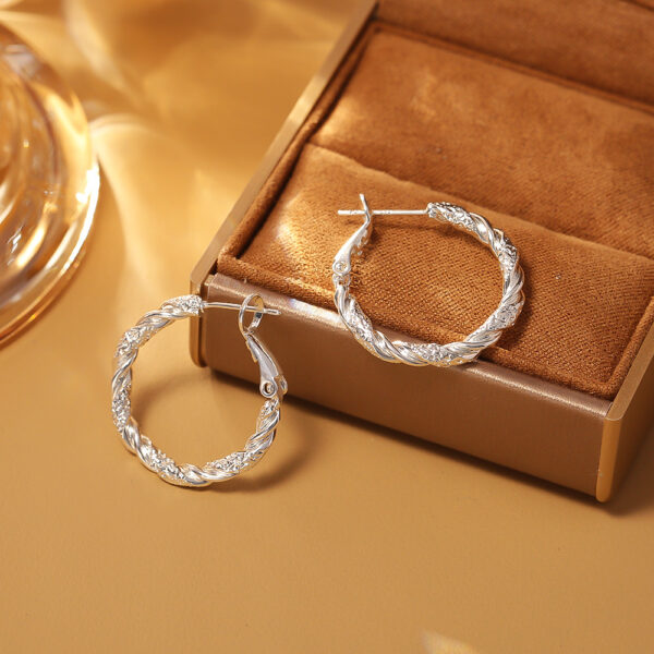 Sleek Sterling Silver Hoop Earrings - Image 3