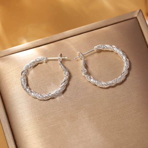 Sleek Sterling Silver Hoop Earrings - Image 5