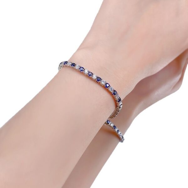 Sterling silver bracelet with royal blue diamonds - Image 6