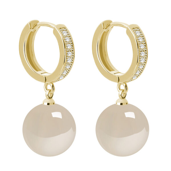 Pearl, Agate & Jadeite Sterling Silver Earrings - Image 2