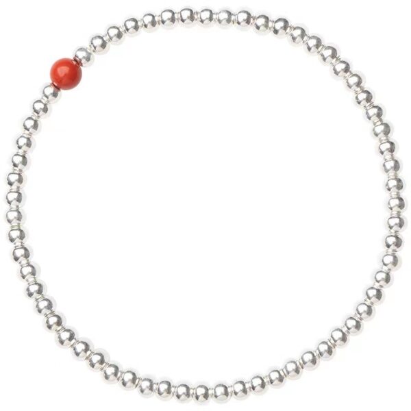 990 Pure Silver Cinnabar Good Luck Bead Bracelet - Image 4