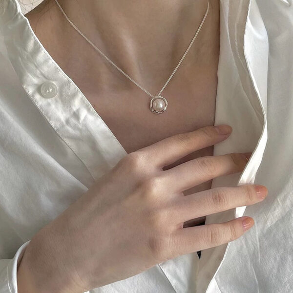 s925 sterling silver French retro pearl necklace - Image 6